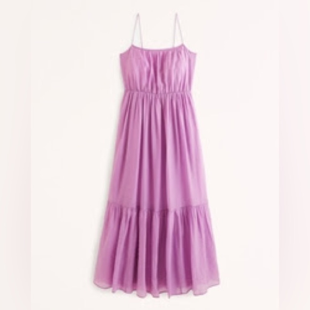 Abercrombie & Fitch Low Back Tiered Purple Maxi Dress